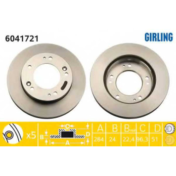 Диск тормозной KIA SPORTAGE 2.0 94-03 передний <b>GIRLING 6041721</b>