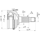 Шрус HONDA Civic 94-97CR-V 95=> 00=> <b>H.D.K. HO-21A50</b>