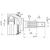 Шрус TOYOTA CAMRY 3.0 91-96AVALON 3.0 94-99 +ABS <b>H.D.K. TO-28A48</b>