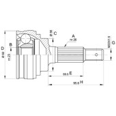Шрус TOYOTA CORSATERCEL 1.3 1.5 94-99CYNOS 95-99 <b>H.D.K. TO-37</b>