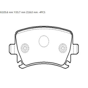Колодки тормозные дисковые задн VW: Golf V, Caddy?, EOS, Touran  SEAT: Leon, Altea, Toledo ?  AUDI: A3(16 inch), A4, A6  SKODA Octavia <b>HSB HP8007</b>-1