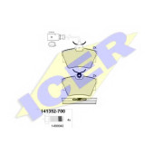 Колодки тормозные дисковые для VW TRANSPORTER(70XA, 70XB, 70XC, 70XD, 7DB, 7DK, 7DW) <b>ICER 141352-700 / 23980</b>