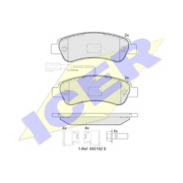 Колодки тормозные дисковые для FIAT DUCATO(250,290) <b>ICER 141804-203 / 22041</b>