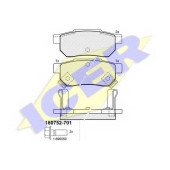 Колодки тормозные дисковые для HONDA CIVIC(EG,EJ,MA,MB,MC), CONCERTO(HW,HWW,MA), CRX(ED,EE), DOMANI, INTEGRA(DA), PRELUDE(BA) <b>ICER 180752-701 / 21313</b>