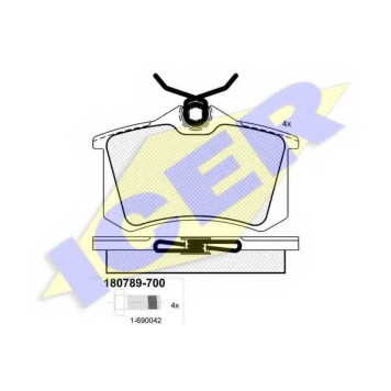 Колодки тормозные дисковые для AUDI A6 / PEUGEOT 405 / RENAULT MEGANE / VW CORRADO, GOLF, JETTA, PASSAT, SANTANA, SCIROCCO, VENTO <b>ICER 180789-700 / 20961</b>