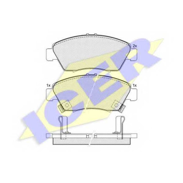 Колодки тормозные дисковые для ACURA RSX(DC#) / HONDA AIRWAVE, CIVIC(EG, EH, EJ, EK, EM1, EM2, EP, ES, EU, EV, MA, MB), CRX(EG, EH), JAZZ, MOBILIO(GB#) <b>ICER 180959 / 21694</b>