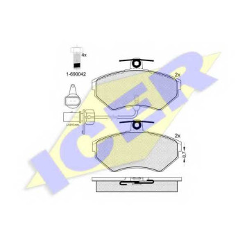 Колодки тормозные дисковые для AUDI A4(8D2, 8D5, 8E2, 8E5, 8EC, 8ED, B5, B6, B7) / VW PASSAT(3B2, 3B5) <b>ICER 181157-203 / 21945</b>