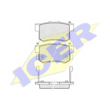 Колодки тормозные дисковые для ACURA LEGEND, RDX, TL / HONDA ACCORD, CIVIC, CR, ELEMENT, FR, INSPIRE, INTEGRA, LAGREAT, LEGEND, ODYSSEY, S2000, SHUTTLE, STEPWGN, STREAM <b>ICER 181187 / 23652</b>