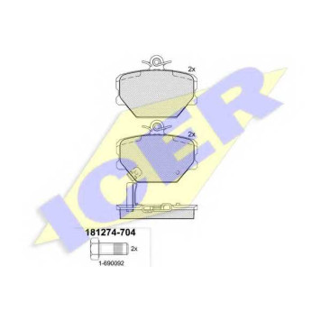 Колодки тормозные дисковые <b>ICER 181274-704 / 21999</b>