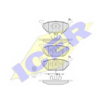 Колодки тормозные дисковые для AUDI A2, A3 / SKODA FABIA, OCTAVIA, ROOMSTER, YETI / VW BEETLE, BORA, CADDY, GOLF, JETTA, NEW BEETLE, POLO, SCIROCCO <b>ICER 181349 / 23131</b>