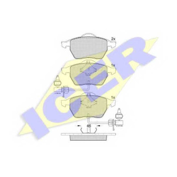 Колодки тормозные дисковые для AUDI A4(8D2, 8D5, 8E2, 8E5, 8EC, 8ED, 8H7, 8HE, B5, B6, B7), A6(4B2, 4B5, C5) / VW PASSAT(3B2, 3B3, 3B5, 3B6) <b>ICER 181362 / 21938</b>