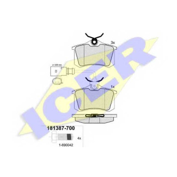 Колодки тормозные дисковые для FORD GALAXY(WGR) / VW SHARAN(7M6,7M8,7M9) <b>ICER 181387-700 / 23516</b>