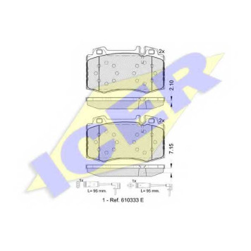 Колодки тормозные дисковые для MERCEDES C(CL203,S203,W203), CLK(A209,C209), CLS(C219), E(S211,W211), S(C215,W220), SL(R230), SLK(R171) <b>ICER 181389-203 / 23745</b>