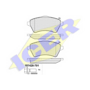 Колодки тормозные дисковые для LAND ROVER FREELANDER(LN,LN#) <b>ICER 181428-701 / 23615</b>