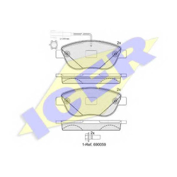 Колодки тормозные дисковые для FIAT 500(312), LINEA(323), PUNTO(199) <b>ICER 181440-203 / 23709</b>