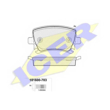 Колодки тормозные дисковые для AUDI A3, A4, A6, TT / SKODA OCTAVIA, SUPERB, YETI / VW CADDY, EOS, GOLF, JETTA, PASSAT, SCIROCCO, TOURAN <b>ICER 181600-703 / 23914</b>