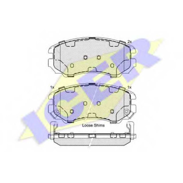 Колодки тормозные дисковые для HYUNDAI COUPE, ELANTRA, GALLOPER, ix20, SONATA, TIBURON / KIA CARENS, MAGENTIS, SOUL, SPORTAGE, VENGA / MITSUBISHI GALLOPER <b>ICER 181644 / 23891</b>