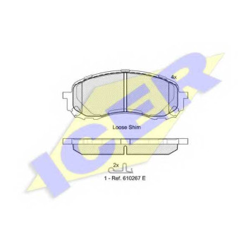 Колодки тормозные дисковые для SUBARU FORESTER(SH), IMPREZA(GD,GG), LEGACY(B13#,BL,BM,BP,BR), OUTBACK(BL,BM,BP,BR) <b>ICER 181800 / 24372</b>