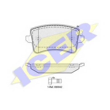 Колодки тормозные дисковые для AUDI A4(8K2,8K5,8KH,8WH,B8,B9), A5(8F7,8T3,8TA), Q5(8R) <b>ICER 181835 / 24606</b>