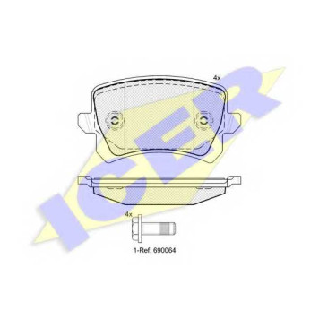 Колодки тормозные дисковые для AUDI A6, Q3 / VW CC, PASSAT, SHARAN, TIGUAN <b>ICER 181857 / 24483</b>