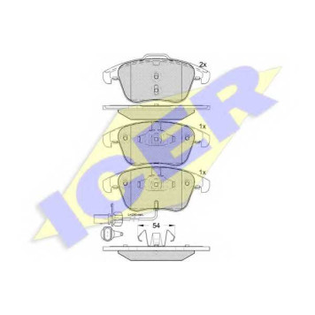 Колодки тормозные дисковые для AUDI A4(8K2,8K5,8KH,8WH,B8,B9), A5(8F7,8T3,8TA), Q5(8R) <b>ICER 181864 / 24706</b>