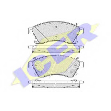 Колодки тормозные дисковые для CHEVROLET AVEO(T300), CRUZE(J300,J305,J308) <b>ICER 181942 / 25076</b>