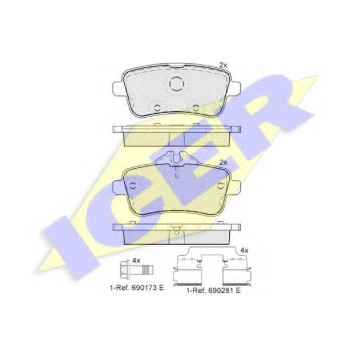Колодки тормозные дисковые для MERCEDES A(W176), CLA(X117), GL(X166), GLA(X156), GLE(C292,W166), GLS(X166), M(W166), SLK(R172) <b>ICER 182072-066 / 25215</b>