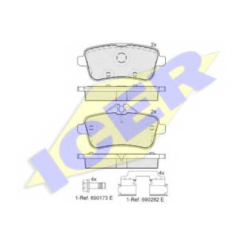 Колодки тормозные дисковые для MERCEDES GL(X166), GLE(C292,W166), GLS(X166), M(W166) <b>ICER 182072-067 / 25215</b>