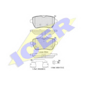 Колодки тормозные дисковые для MERCEDES S(A217,C217,V222,W222,X222), SL(R231) <b>ICER 182076 / 25071</b>
