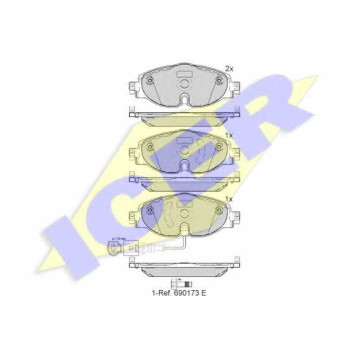 Колодки тормозные дисковые для AUDI A3, TT / SKODA OCTAVIA, SUPERB / VW BEETLE, GOLF SPORTSVAN, GOLF, PASSAT, TIGUAN, TOURAN <b>ICER 182111 / 25683</b>