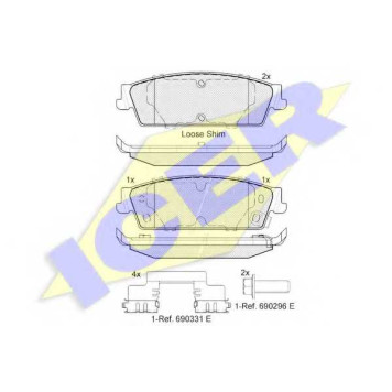 Колодки тормозные дисковые для CHEVROLET AVALANCHE, SILVERADO 1500, SUBURBAN(GMT 900), TAHOE(GMT900) <b>ICER 182139 / D1194-8312</b>