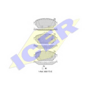 Колодки тормозные дисковые для MERCEDES C(S205,W205) <b>ICER 182212 / 22031</b>