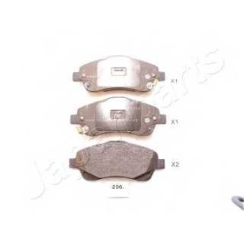 Колодки тормозные дисковые передний для TOYOTA AVENSIS(T25,T25#), COROLLA(R1#,ZER#,ZZE12#) <b>JAPANPARTS PA-206AF</b>