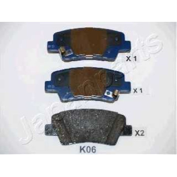 Колодки тормозные дисковые задний для HYUNDAI ACCENT, ELANTRA, i10, i20, i30 CW, i30, i40 CW, i40, TUCSON / KIA CARENS, CEED, CEE`D, OPTIMA, PRO CEE?D, RIO, SOUL / SSANGYONG KORANDO, TIVOLI <b>JAPANPARTS PP-K06AF</b>
