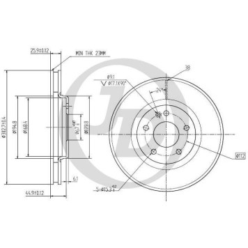 JD JBD0008 - диск тормозной передний DF4150 (303x26) 5 отв