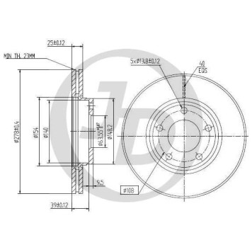 Диск тормозной передний DF4465 (278x25) 5 отв <b>JD JBD0015</b>