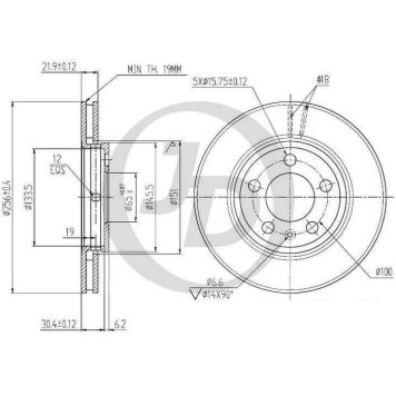 JD JBD0022 - диск тормозной передний DF2803 (256x22) 5 отв