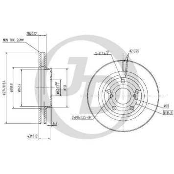JD JBD0031 - диск тормозной передний DF1431 (275x28) 5 отв