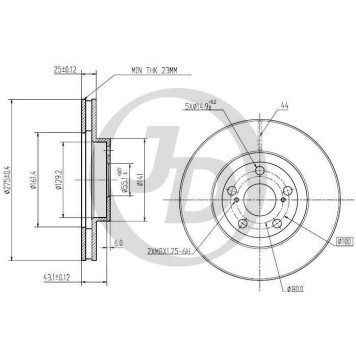 JD JBD0037 - диск тормозной передний DF4160 (275x25) 5 отв