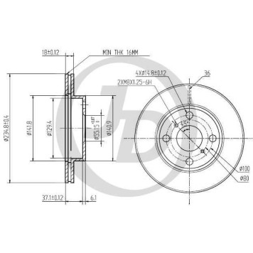 JD JBD0057 - диск тормозной передний DF4112 (235x18) 4 отв