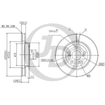 JD JBD0067 - диск тормозной передний DF4877 (255x25) 5 отв