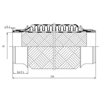 Гофра глушителя 55х150 трехслойная Innerbraid JD JPP0009
