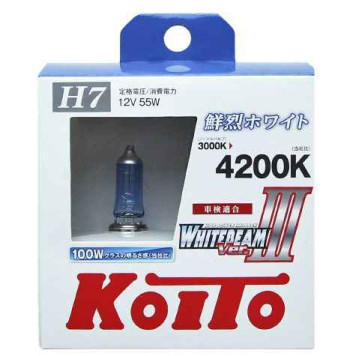Лампа накаливания H7 12V 55W (100W) 4200K (комплект 2шт) KOITO Whitebeam P0755W высокотемпературная белая-1