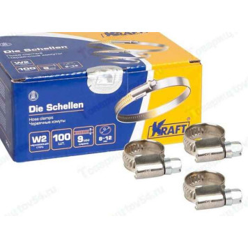 Хомут 08-12мм нержав. <b>KRAFT KT 880400</b>