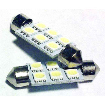 Лампа (LS54) светодиодная 1139-SMD6 T11х39мм (SV8,5) 6 SMD5050, белая 12V-1