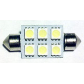 Лампа (LS54) светодиодная 1139-SMD6 T11х39мм (SV8,5) 6 SMD5050, белая 12V