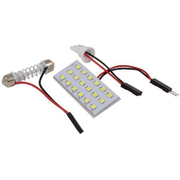Панель светодиодная освещения салона 18 SMD 2835 (3х6шт) белая, 2 переходника 12V KS