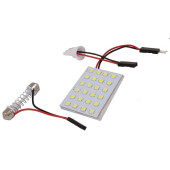 Панель светодиодная освещения салона 24 SMD 2835 (4х6шт) белая, 2 переходника 12V KS