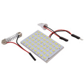 Панель светодиодная освещения салона 48 SMD 2835 (6х8шт) белая, 2 переходника 12V KS