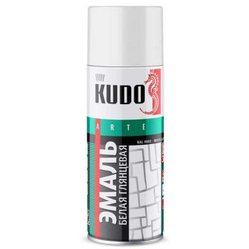 Краска-спрей белая глянцевая KUDO KU-1001(520мл) универсальная алкидная
